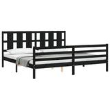 Bed Frame without Mattress Black 183x203 cm King Solid Wood - Top-Down View
