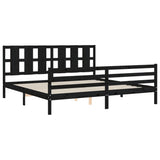 Bed Frame without Mattress Black 183x203 cm King Solid Wood - 45-Degree Angle