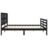 Bed Frame without Mattress Black 183x203 cm King Solid Wood