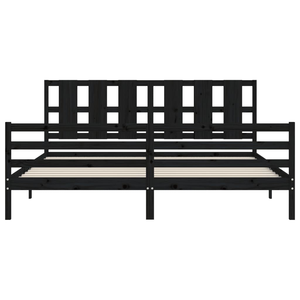 Bed Frame without Mattress Black 183x203 cm King Solid Wood