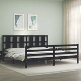 Bed Frame without Mattress Black 183x203 cm King Solid Wood