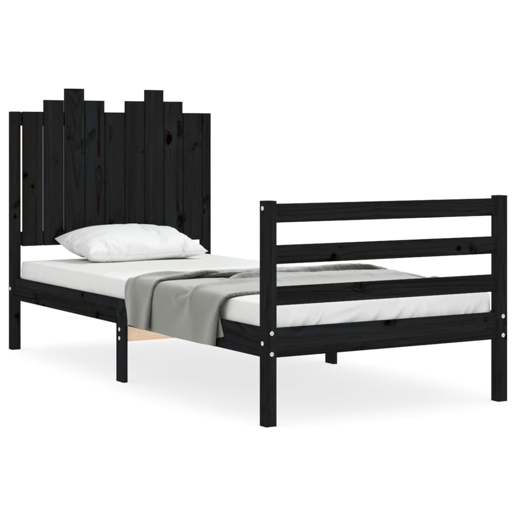 Bed Frame without Mattress Black 90x190 cm Solid Wood