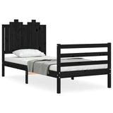 Bed Frame without Mattress Black 90x190 cm Solid Wood