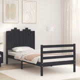 Bed Frame without Mattress Black 90x190 cm Solid Wood - Side View
