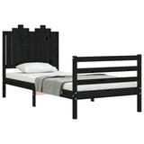 Bed Frame without Mattress Black 90x190 cm Solid Wood