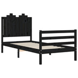 Bed Frame without Mattress Black 90x190 cm Solid Wood