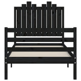 Bed Frame without Mattress Black 90x190 cm Solid Wood - Close-Up Angle