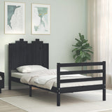 Bed Frame without Mattress Black 90x190 cm Solid Wood