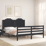 Bed Frame without Mattress Black 150x200 cm Solid Wood