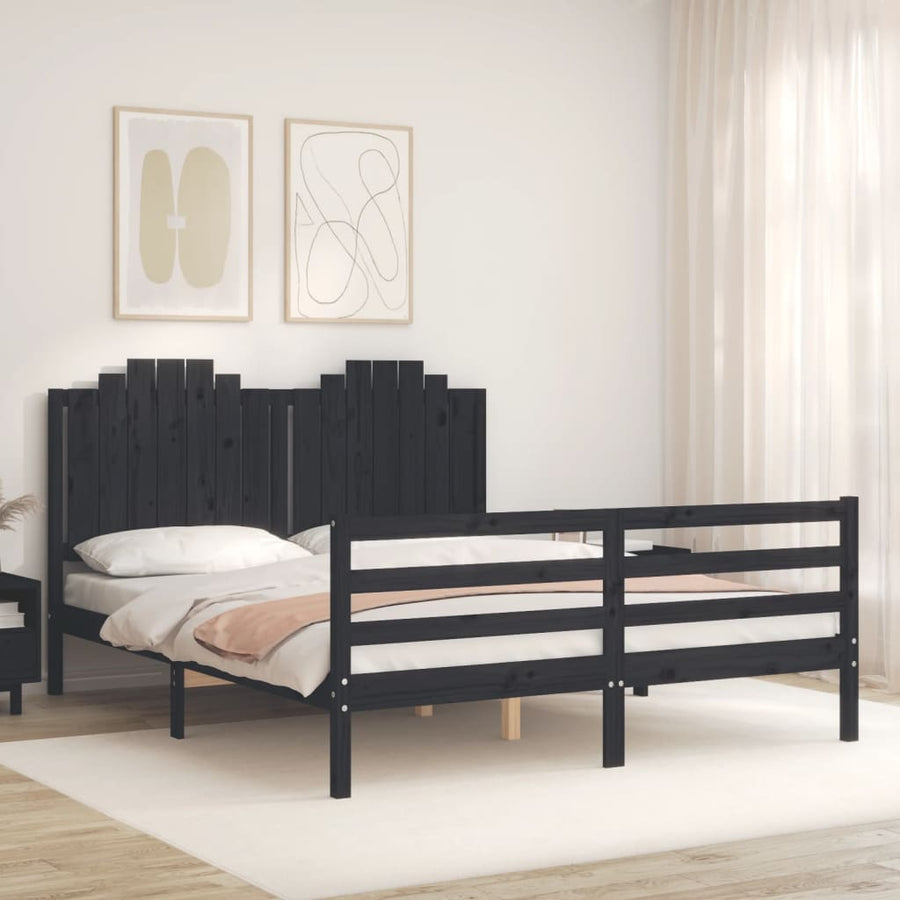 Bed Frame without Mattress Black 150x200 cm Solid Wood