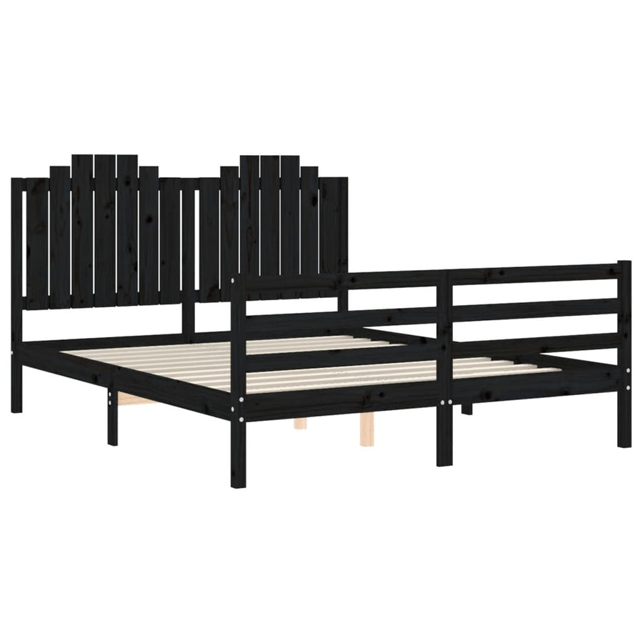 Bed Frame without Mattress Black 150x200 cm Solid Wood