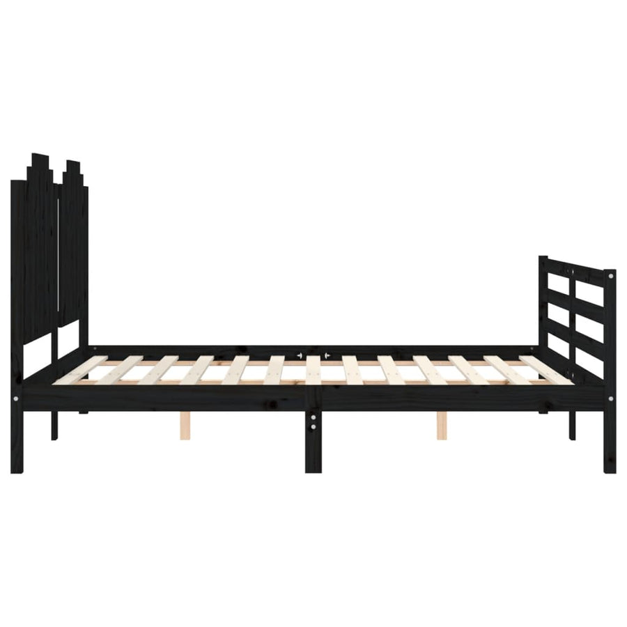 Bed Frame without Mattress Black 150x200 cm Solid Wood