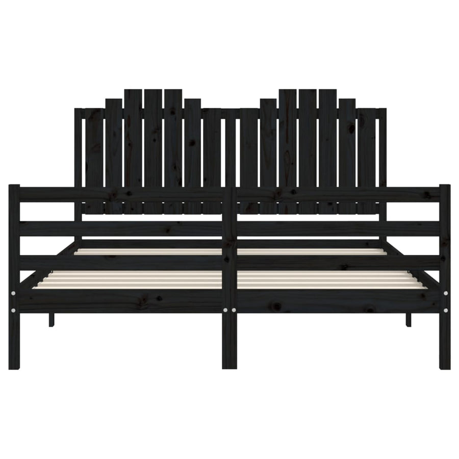 Bed Frame without Mattress Black 150x200 cm Solid Wood
