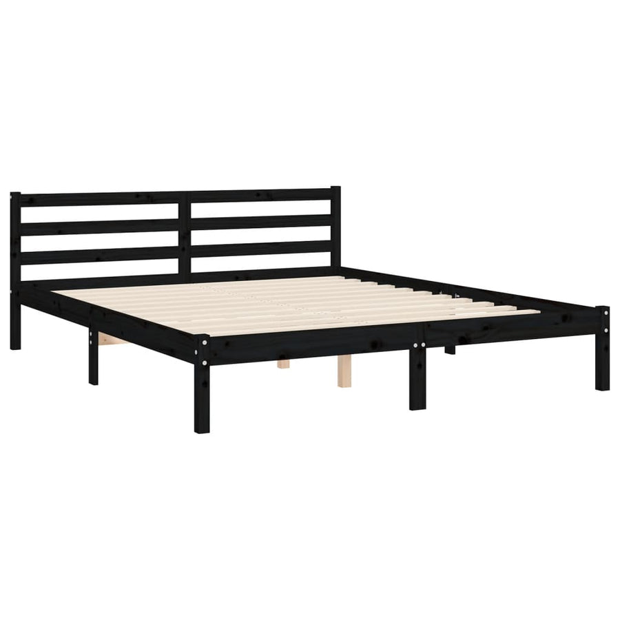 Bed Frame without Mattress Black 150x200 cm Solid Wood