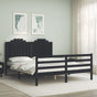 Bed Frame without Mattress Black 150x200 cm Solid Wood