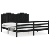 Bed Frame without Mattress Black 183x203 cm King Solid Wood