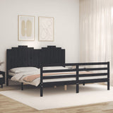 Bed Frame without Mattress Black 183x203 cm King Solid Wood