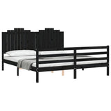 Bed Frame without Mattress Black 183x203 cm King Solid Wood - Top-Down View