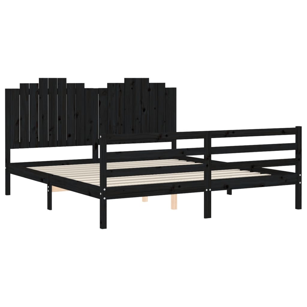 Bed Frame without Mattress Black 183x203 cm King Solid Wood
