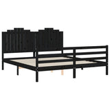 Bed Frame without Mattress Black 183x203 cm King Solid Wood - 45-Degree Angle