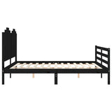 Bed Frame without Mattress Black 183x203 cm King Solid Wood - Rear View