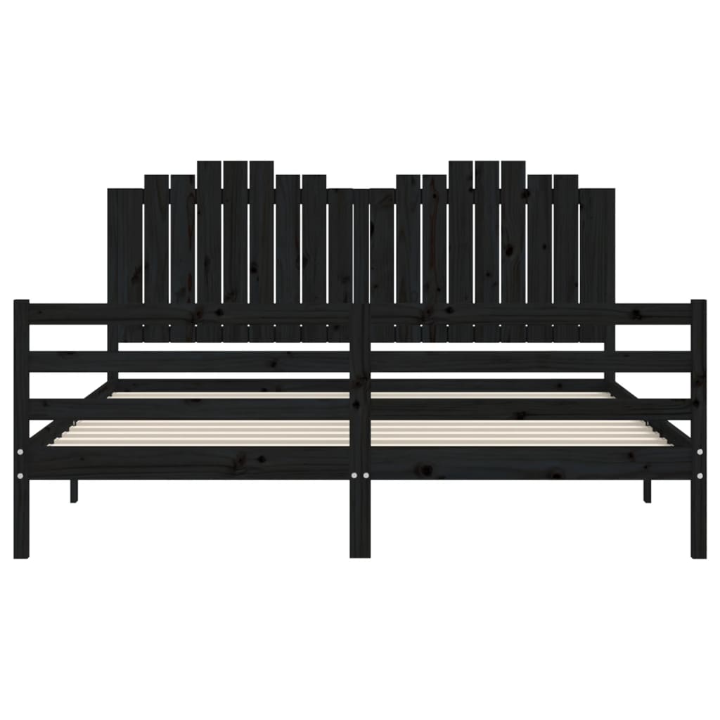 Bed Frame without Mattress Black 183x203 cm King Solid Wood