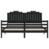 Bed Frame without Mattress Black 183x203 cm King Solid Wood