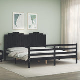 Bed Frame without Mattress Black 183x203 cm King Solid Wood