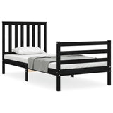 Bed Frame without Mattress Black 90x190 cm Solid Wood