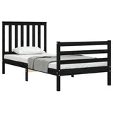 Bed Frame without Mattress Black 90x190 cm Solid Wood