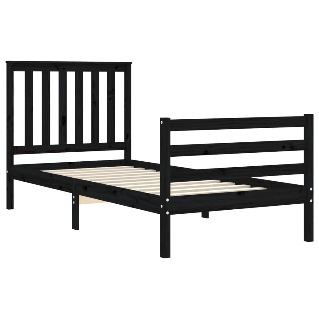 Bed Frame without Mattress Black 90x190 cm Solid Wood