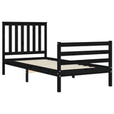 Bed Frame without Mattress Black 90x190 cm Solid Wood - 45-Degree Angle