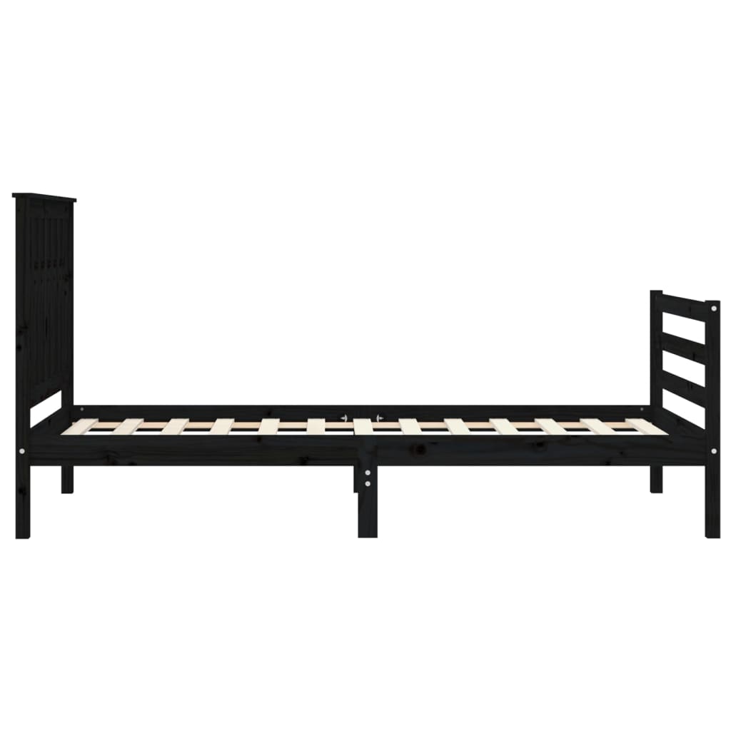 Bed Frame without Mattress Black 90x190 cm Solid Wood