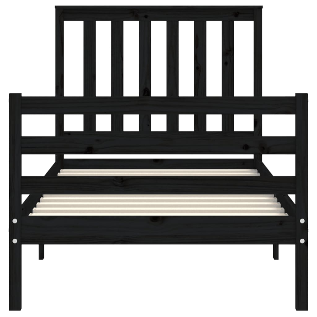 Bed Frame without Mattress Black 90x190 cm Solid Wood