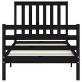 Bed Frame without Mattress Black 90x190 cm Solid Wood