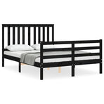 Bed Frame without Mattress Black 135x190 cm Solid Wood