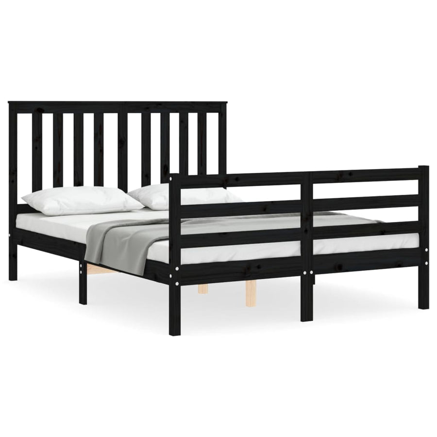 Bed Frame without Mattress Black 135x190 cm Solid Wood