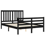 Bed Frame without Mattress Black 135x190 cm Solid Wood