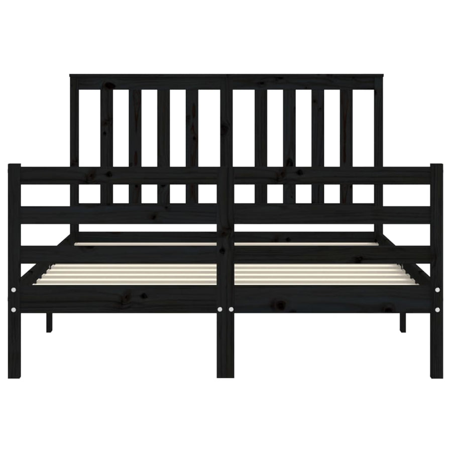Bed Frame without Mattress Black 135x190 cm Solid Wood