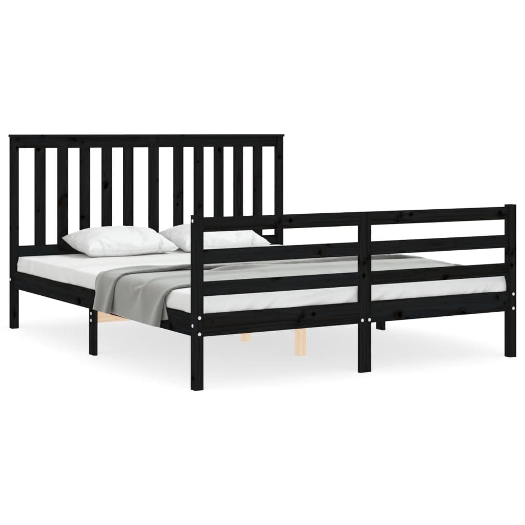 Bed Frame without Mattress Black 150x200 cm Solid Wood