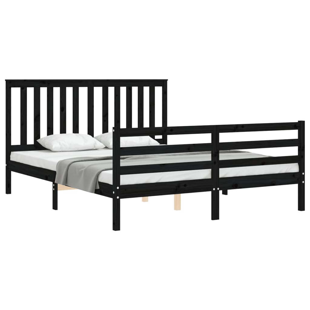 Bed Frame without Mattress Black 150x200 cm Solid Wood
