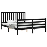Bed Frame without Mattress Black 150x200 cm Solid Wood