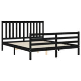 Bed Frame without Mattress Black 150x200 cm Solid Wood