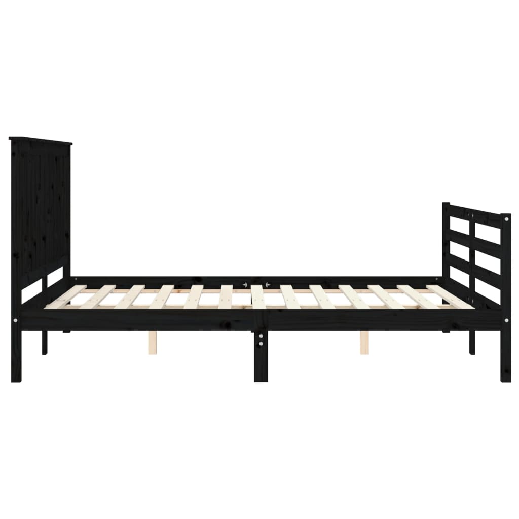 Bed Frame without Mattress Black 150x200 cm Solid Wood