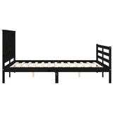 Bed Frame without Mattress Black 150x200 cm Solid Wood - Rear View