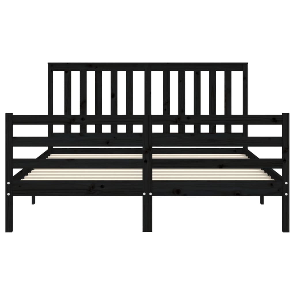 Bed Frame without Mattress Black 150x200 cm Solid Wood