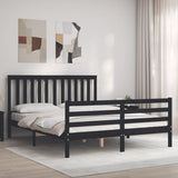 Bed Frame without Mattress Black 150x200 cm Solid Wood