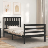 Bed Frame without Mattress Black 90x190 cm Solid Wood - Side View