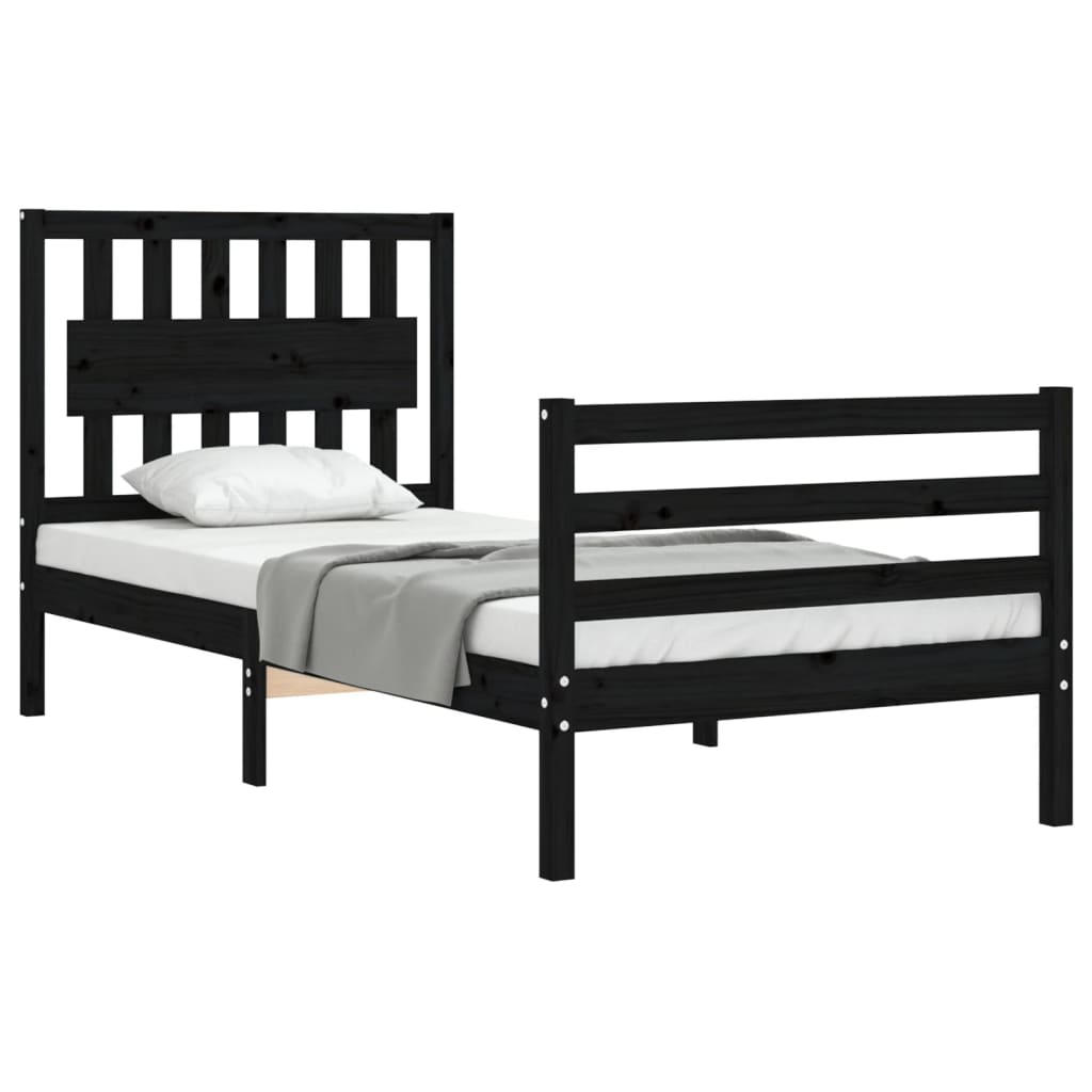 Bed Frame without Mattress Black 90x190 cm Solid Wood