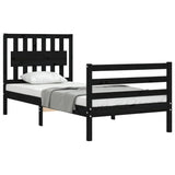 Bed Frame without Mattress Black 90x190 cm Solid Wood - Top-Down View
